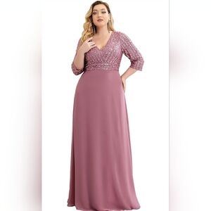 NWT Ever-Pretty Women's Plus, Size 24, V-Neck Sparkle Sequins Chiffon 3/4 Sleeve